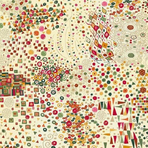 Colorful abstract pattern with geometric shapes on a beige background