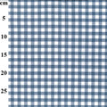 Blue and white checkered fabric with a measurement scale in centimeters.