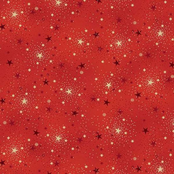 Red fabric with gold stars pattern