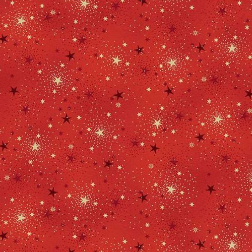 Red fabric with gold stars pattern