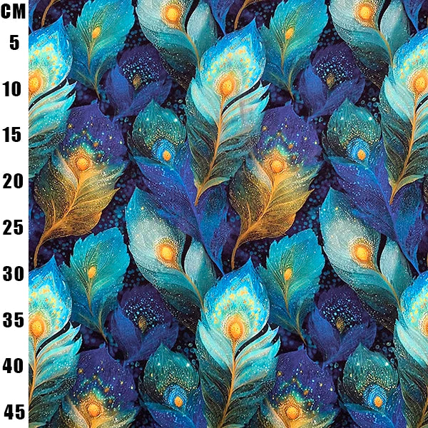 Viscose Satin Peacock Feathers Print