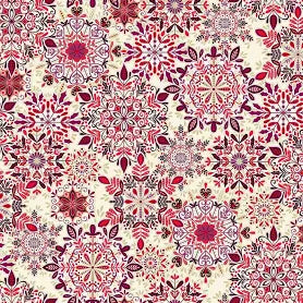 Snow Crystal Red Cotton Fabric