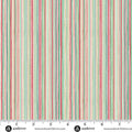 Striped fabric with red, green, and beige stripes on a white background, featuring a ruler at the bottom.