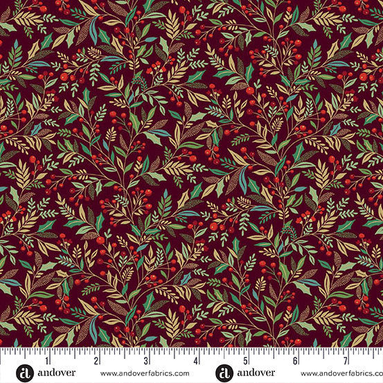 Floral pattern fabric with a ruler at the bottom for scale