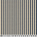 Vertical navy blue and cream stripes with a small black measurement scale along the bottom edge showing centimeter increments from 1 to 20.