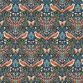 Luxe Damask Birds Navy 2613-B by Makower
