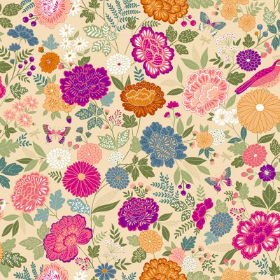 Luxe Large Floral Cream  2610-Q by Makower