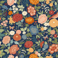 Luxe Large Floral Navy 2610-B by Makower