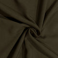 A close-up of draped fabric in a very dark olive brown color, gathered in the center to show its texture and drape.