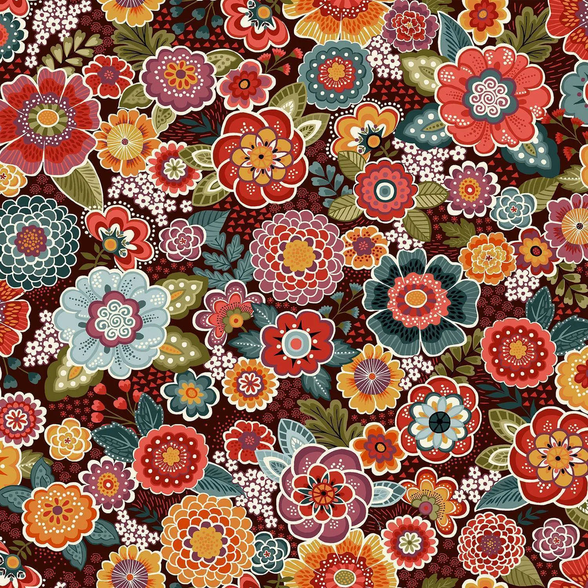 Revival by Makower-Floral Brown