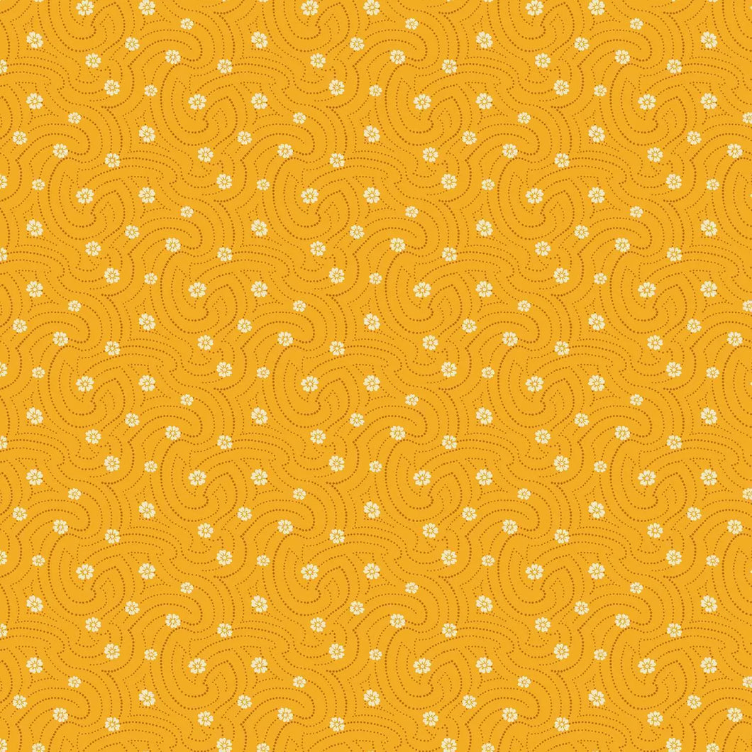 Indigo Cheddar II By Andover Fabrics - Swirly Dots Cheddar 1141-O