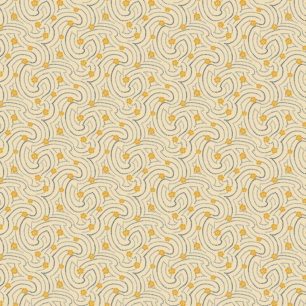 Indigo Cheddar II By Andover Fabrics - Swirly Dots Cream 1141-L