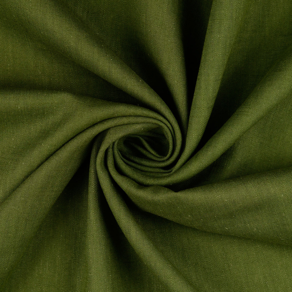 Close-up of green linen fabric with folds