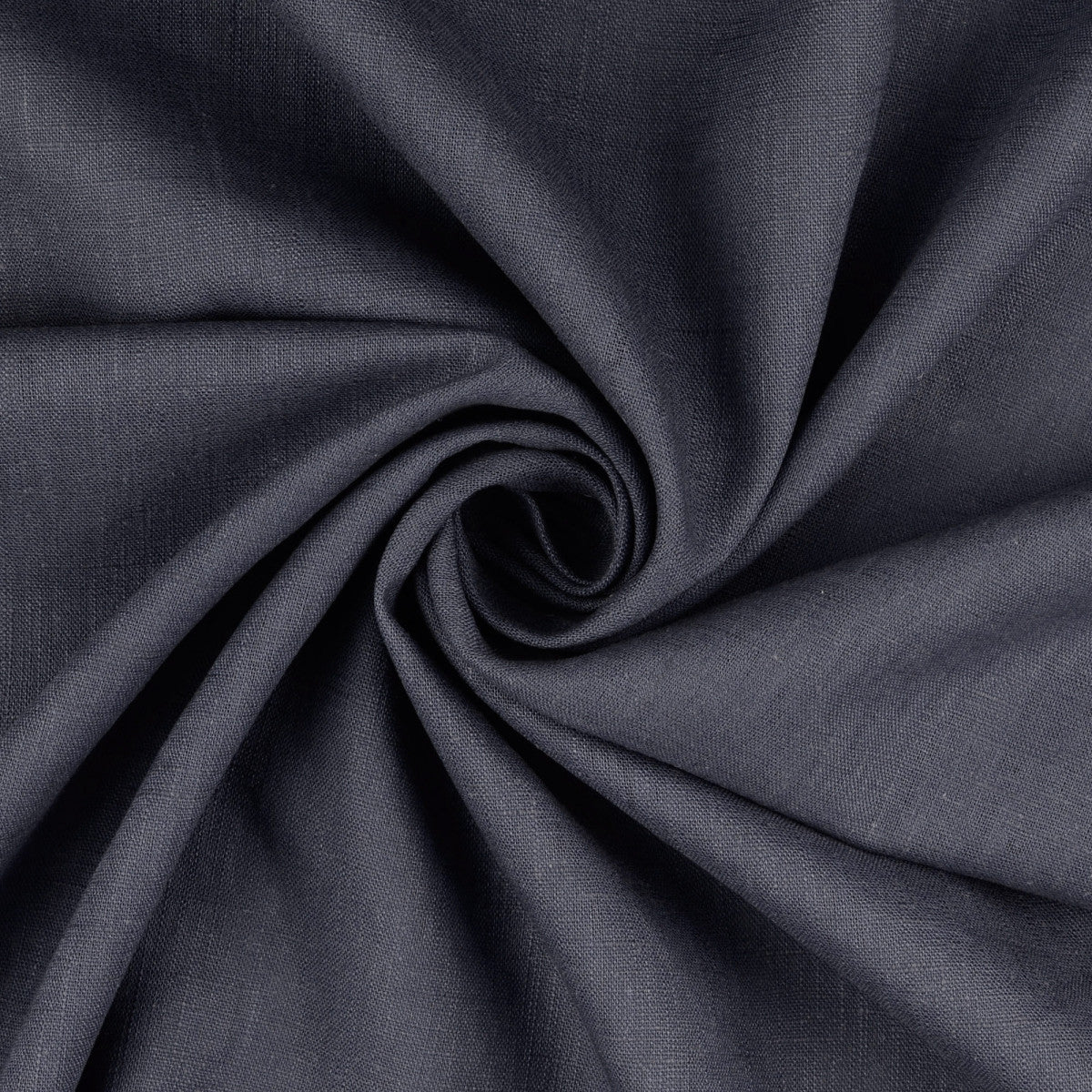 Close-up of dark blue linen fabric with folds