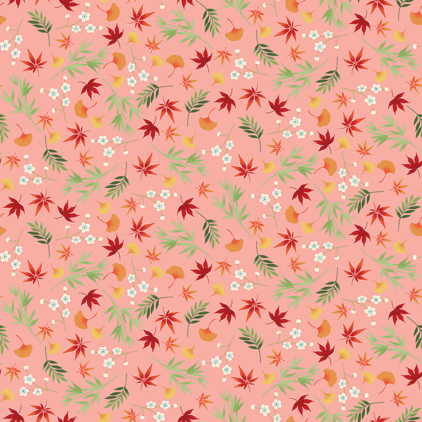 Makower - Michiko - Foliage Pink