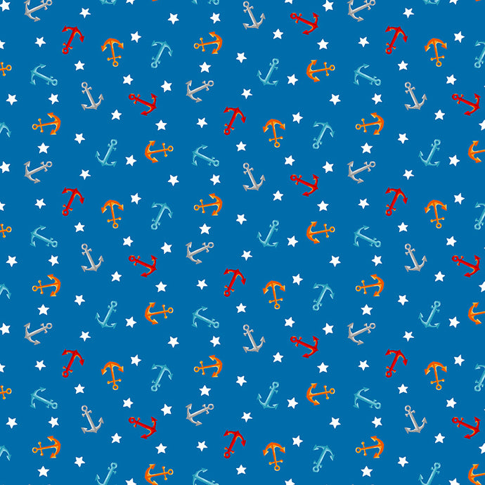 Makower - Beside The Sea - Anchors Blue