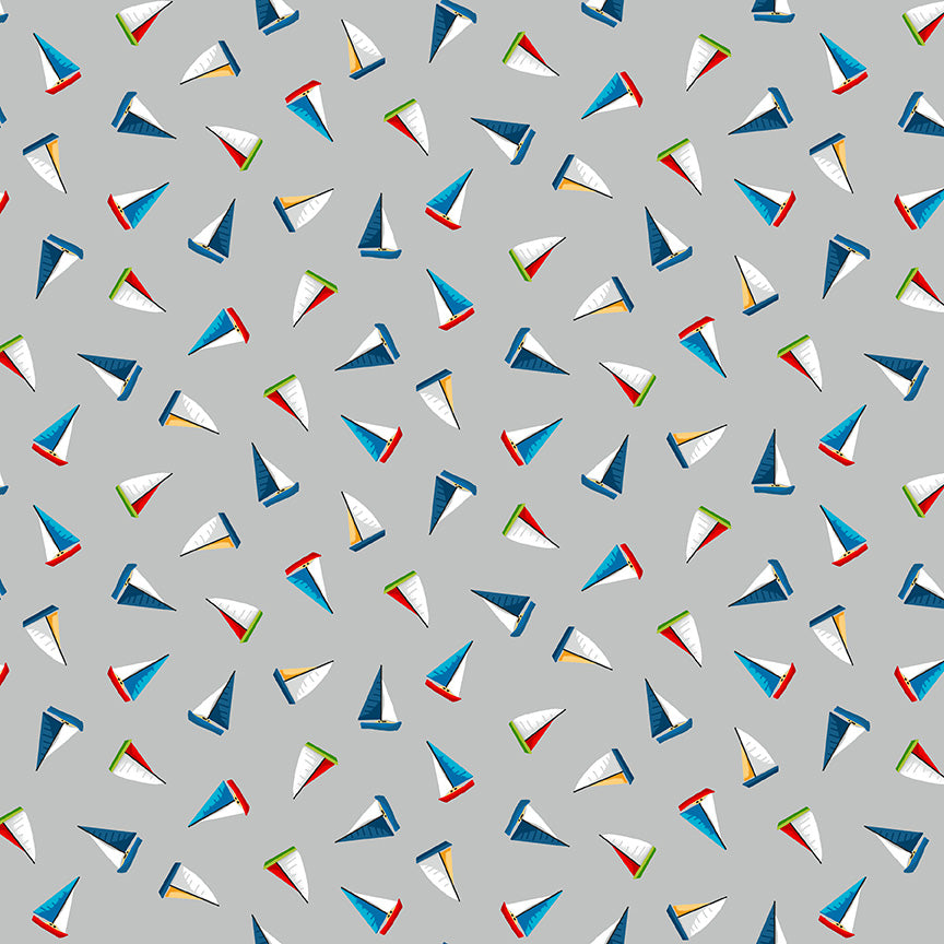 Makower - Beside The Sea - Mini Boats Grey