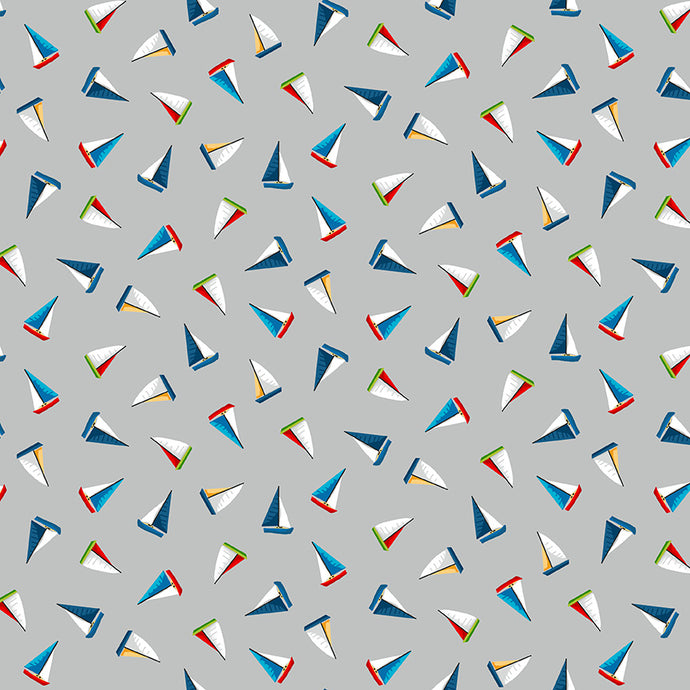 Makower - Beside The Sea - Mini Boats Grey