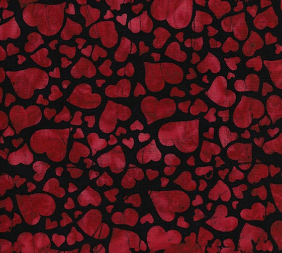 Island Batiks - 6/1001-Tossed Hearts - Black