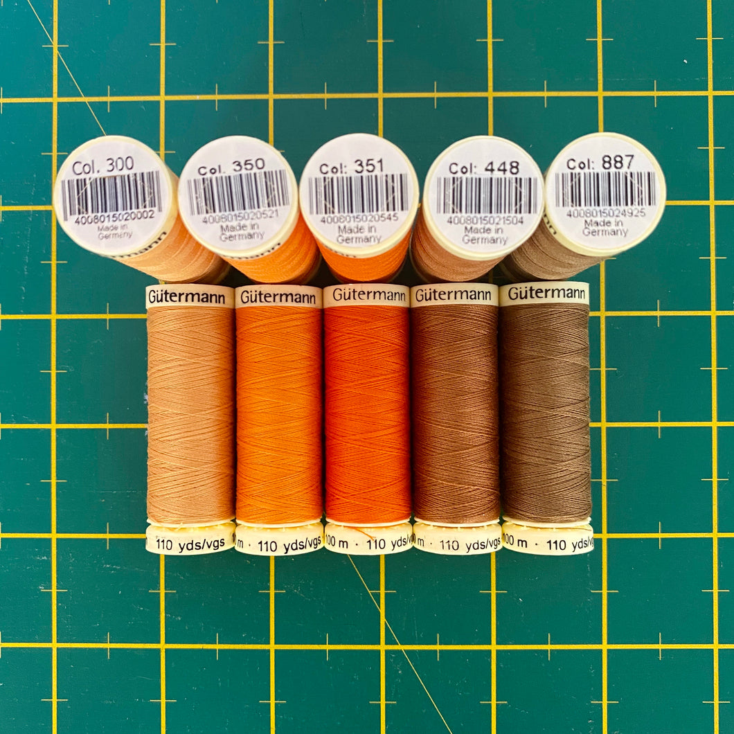 Gutermann - Sew All Thread 100m - Orange / Brown Range