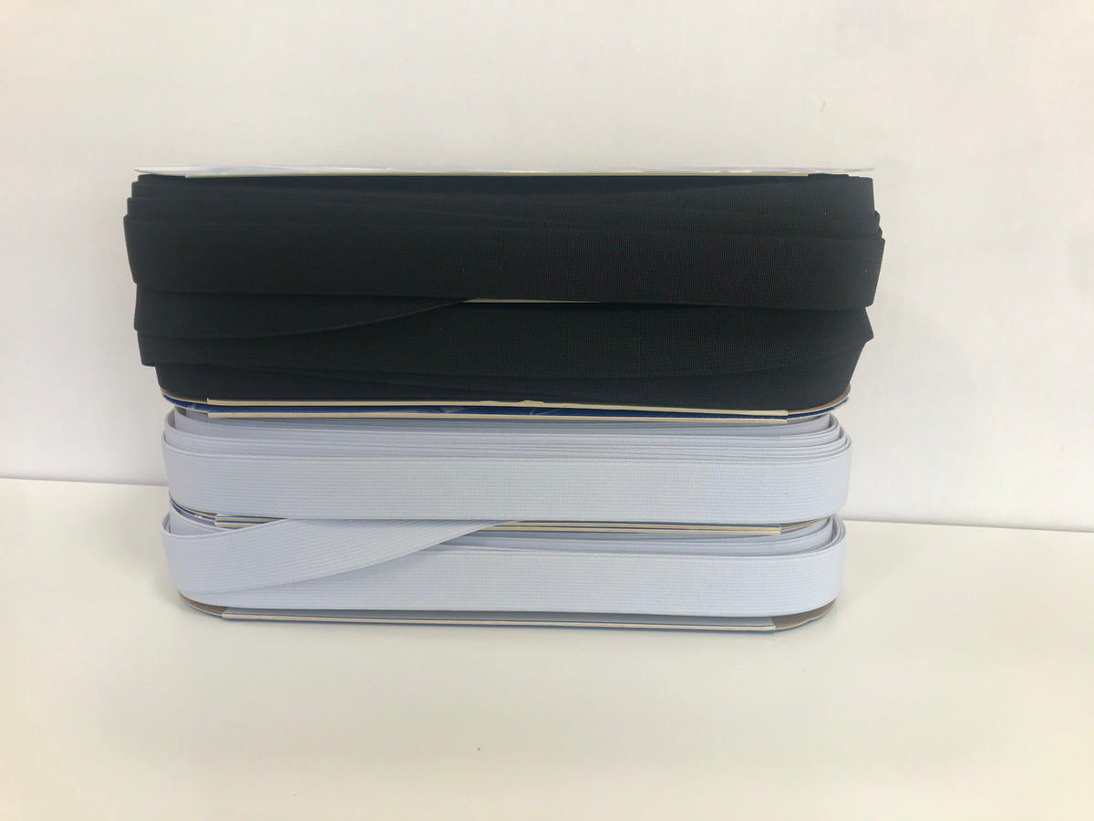 Hemline 1" (2.5cm) elastic Black or White